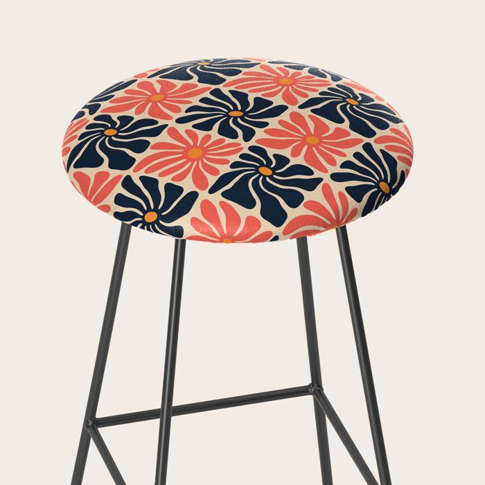 Vintage hippie flower art pattern Stool Gallery Image 2
