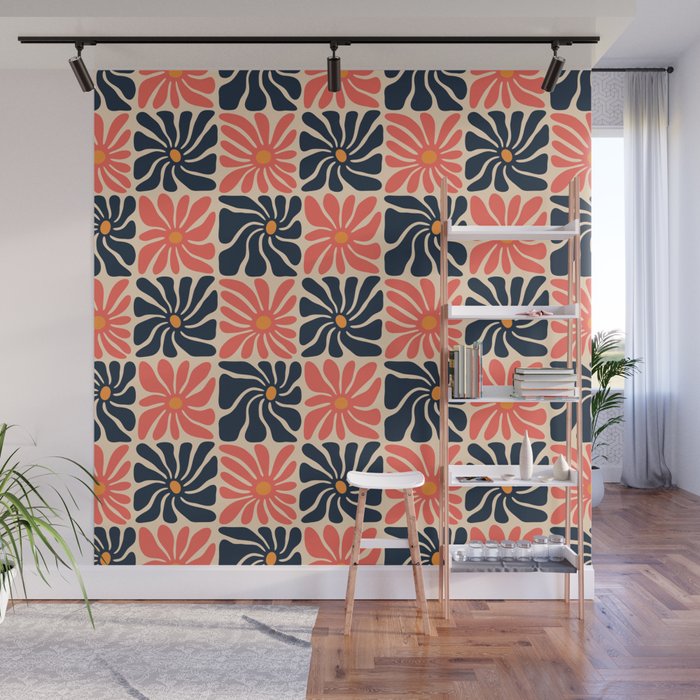 Vintage hippie flower art pattern Wall Mural Gallery Image 1