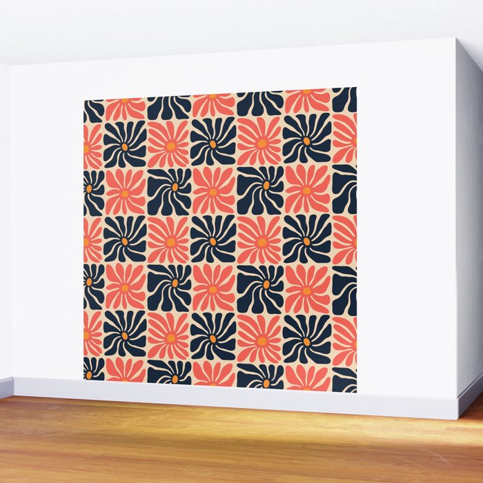 Vintage hippie flower art pattern Wall Mural Gallery Image 2