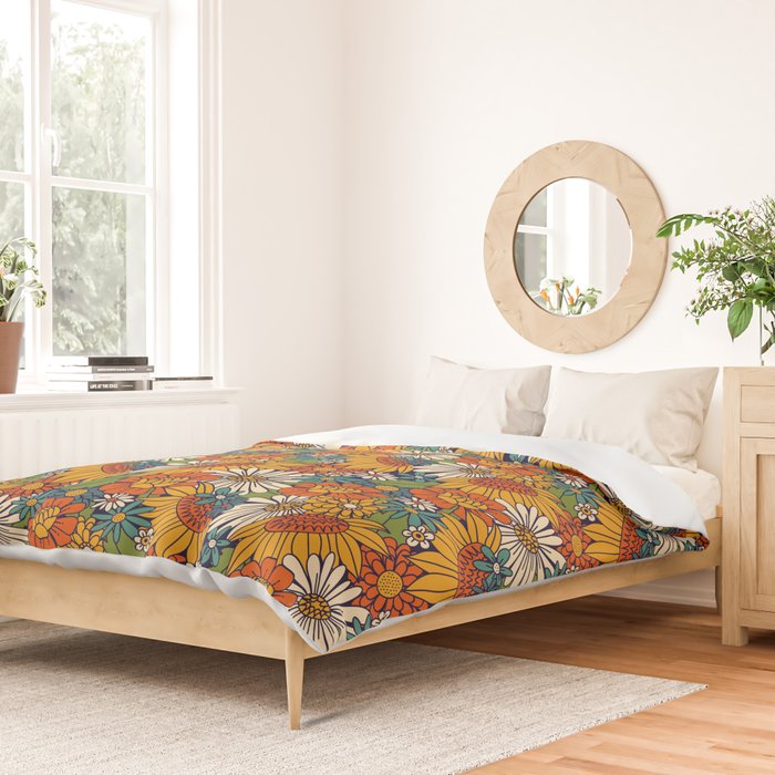 70s Retro Floral - Bold Duvet Cover Gallery Image 2