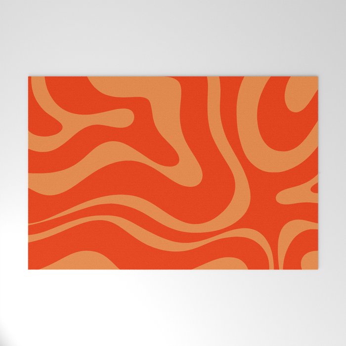 Bold Orange Modern Retro Liquid Swirl Abstract Pattern Welcome Mat Gallery Image 1