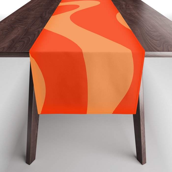 Bold Orange Modern Retro Liquid Swirl Abstract Pattern Table Runner Gallery Image 1