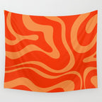 Bold Orange Modern Retro Liquid Swirl Abstract Pattern Wall Tapestry Gallery Image 4