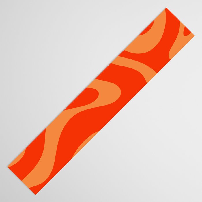 Bold Orange Modern Retro Liquid Swirl Abstract Pattern Table Runner Gallery Image 3