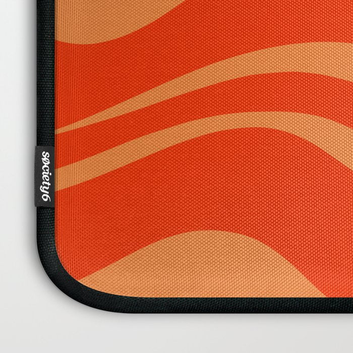 Bold Orange Modern Retro Liquid Swirl Abstract Pattern Laptop Sleeve Gallery Image 3