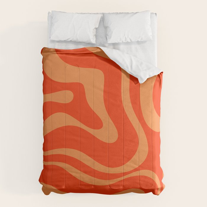 Bold Orange Modern Retro Liquid Swirl Abstract Pattern Comforter Gallery Image 6