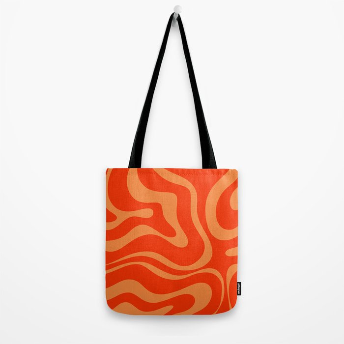 Bold Orange Modern Retro Liquid Swirl Abstract Pattern Tote Bag Gallery Image 2