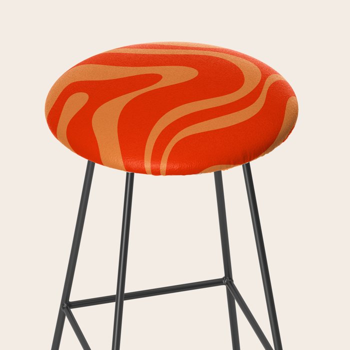Bold Orange Modern Retro Liquid Swirl Abstract Pattern Stool Gallery Image 2