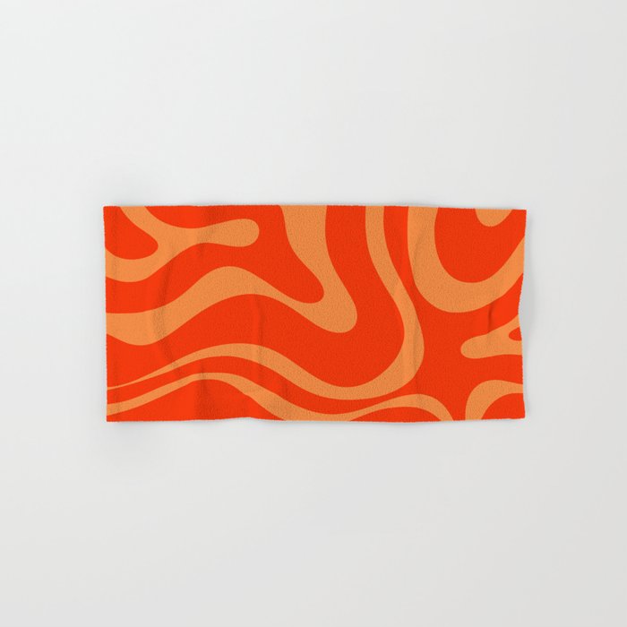 Bold Orange Modern Retro Liquid Swirl Abstract Pattern Bath Towel Gallery Image 1