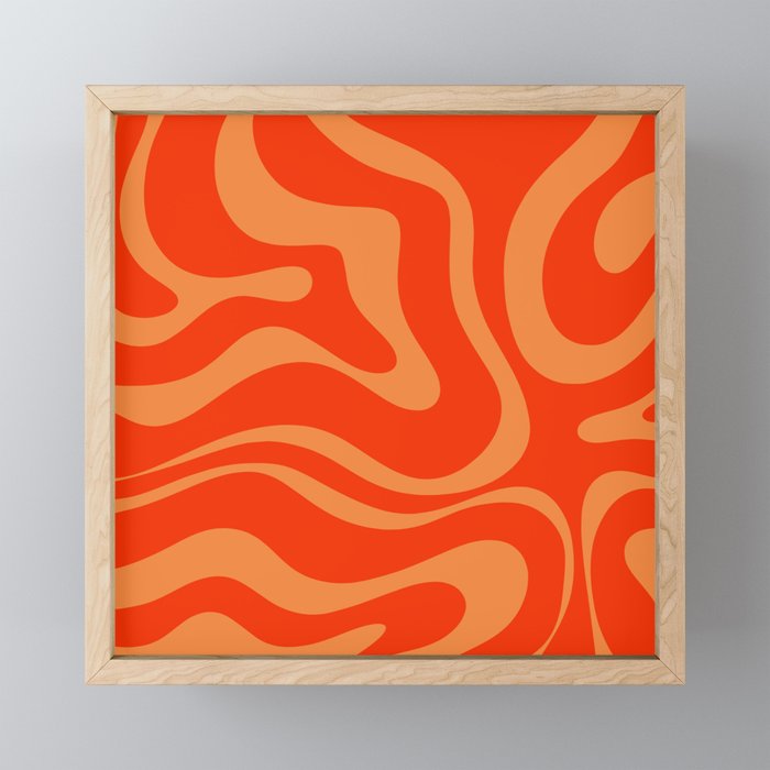 Bold Orange Modern Retro Liquid Swirl Abstract Pattern Mini Art Print Gallery Image 1