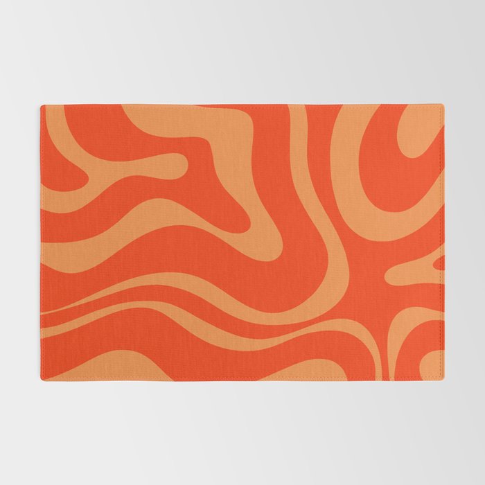 Bold Orange Modern Retro Liquid Swirl Abstract Pattern Rug Gallery Image 2
