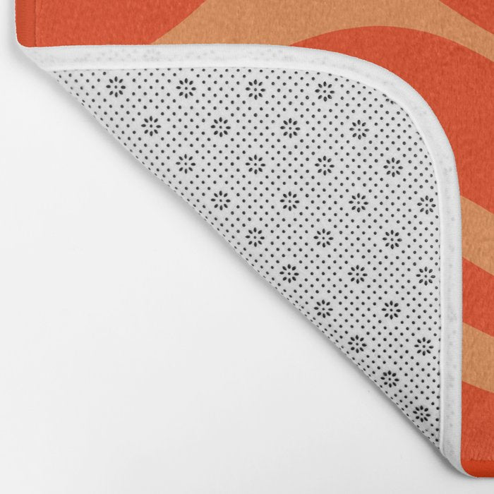 Bold Orange Modern Retro Liquid Swirl Abstract Pattern Bath Mat Gallery Image 2