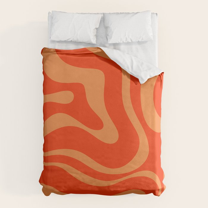 Bold Orange Modern Retro Liquid Swirl Abstract Pattern Duvet Cover Gallery Image 6