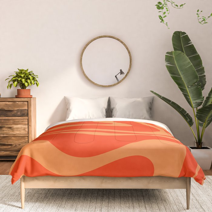 Bold Orange Modern Retro Liquid Swirl Abstract Pattern Comforter Gallery Image 3