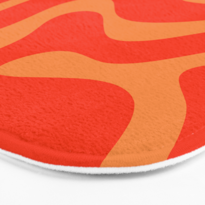 Bold Orange Modern Retro Liquid Swirl Abstract Pattern Bath Mat Gallery Image 3