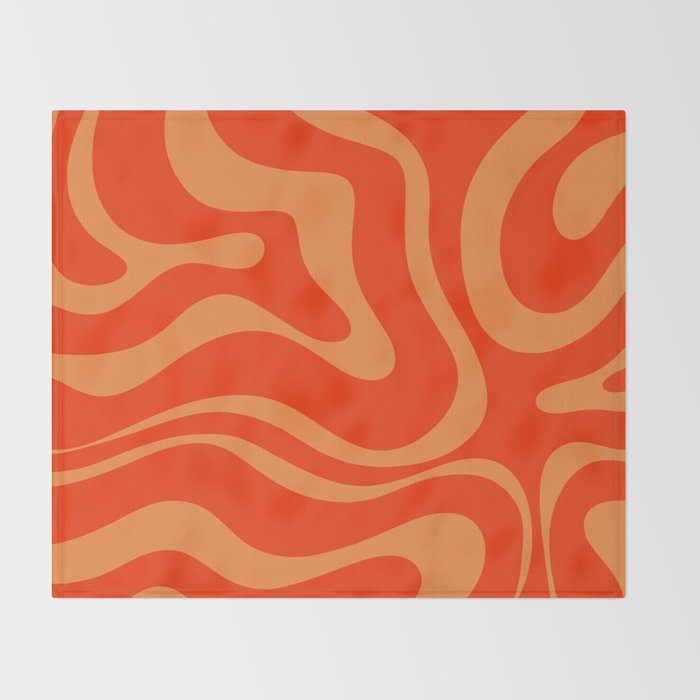 Bold Orange Modern Retro Liquid Swirl Abstract Pattern Throw Blanket Gallery Image 2