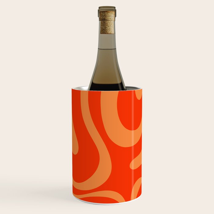 Bold Orange Modern Retro Liquid Swirl Abstract Pattern Wine Chiller Gallery Image 3