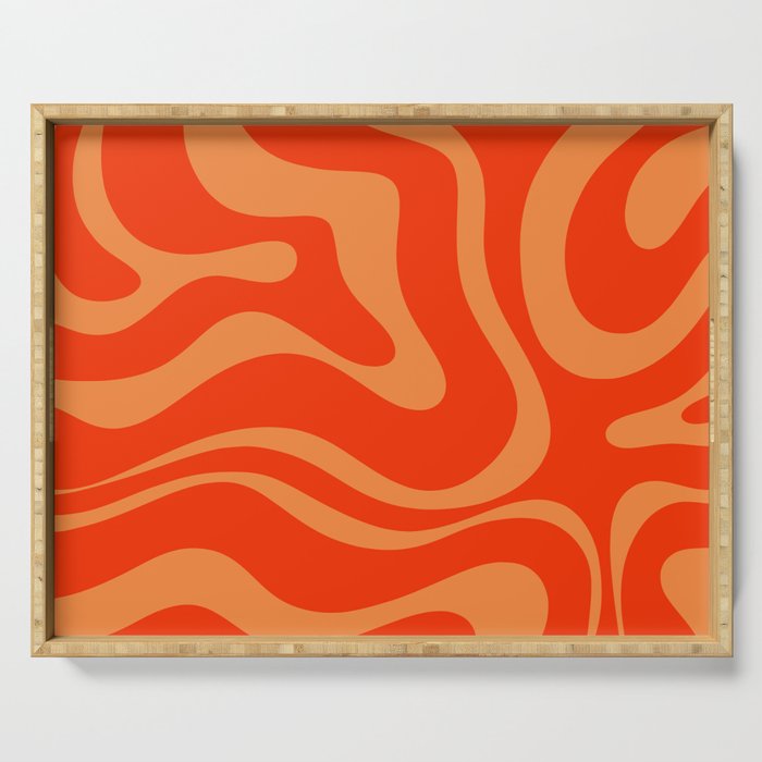 Bold Orange Modern Retro Liquid Swirl Abstract Pattern Serving Tray Gallery Image 1