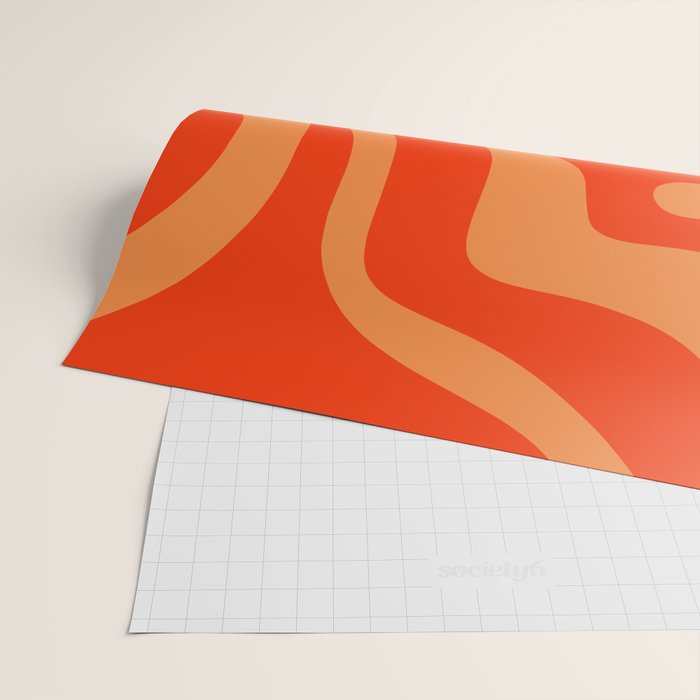 Bold Orange Modern Retro Liquid Swirl Abstract Pattern Wrapping Paper Gallery Image 2