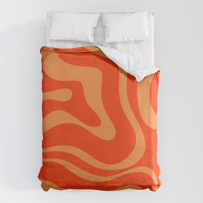 Bold Orange Modern Retro Liquid Swirl Abstract Pattern Duvet Cover Gallery Image 6