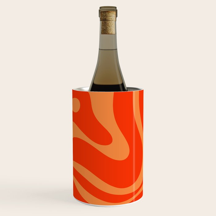 Bold Orange Modern Retro Liquid Swirl Abstract Pattern Wine Chiller Gallery Image 1