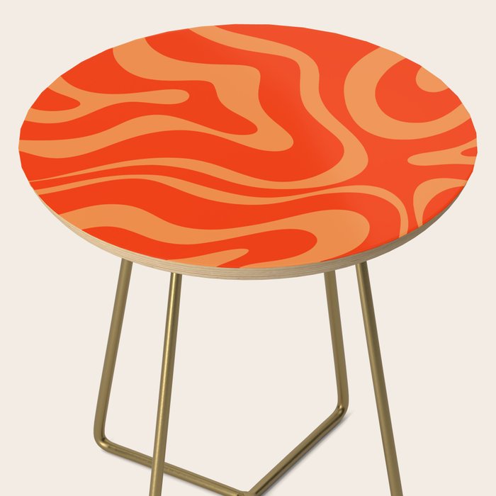 Bold Orange Modern Retro Liquid Swirl Abstract Pattern Side Table Gallery Image 2