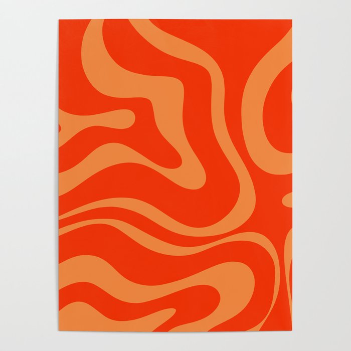 Bold Orange Modern Retro Liquid Swirl Abstract Pattern Poster Gallery Image 4