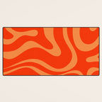 Bold Orange Modern Retro Liquid Swirl Abstract Pattern Desk Mat Gallery Image 3