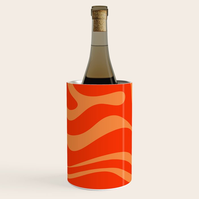 Bold Orange Modern Retro Liquid Swirl Abstract Pattern Wine Chiller Gallery Image 2