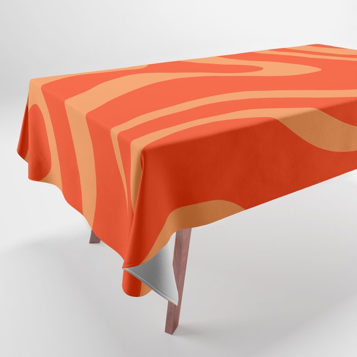 Bold Orange Modern Retro Liquid Swirl Abstract Pattern Tablecloth Gallery Image 1