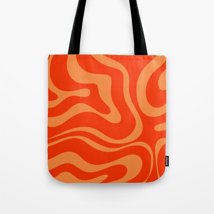 Bold Orange Modern Retro Liquid Swirl Abstract Pattern Tote Bag Gallery Image 1