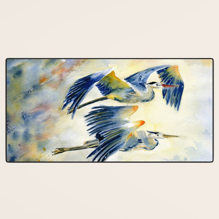 Flying Together - Great Blue Heron Desk Mat Gallery Image 3