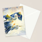 Flying Together - Great Blue Heron Stationery Card Gallery Image 2