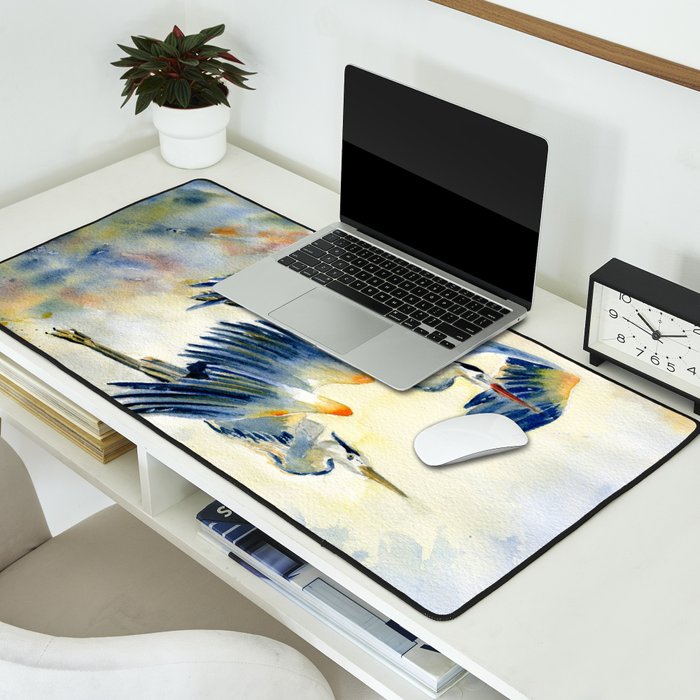 Flying Together - Great Blue Heron Desk Mat Gallery Image 2