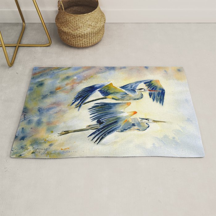 Flying Together - Great Blue Heron Rug Gallery Image 1