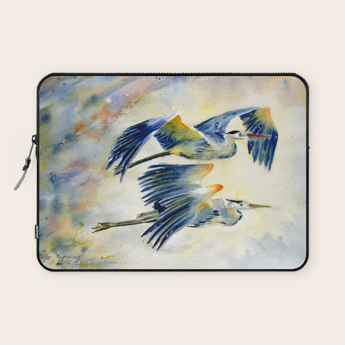 Flying Together - Great Blue Heron Laptop Sleeve Gallery Image 1