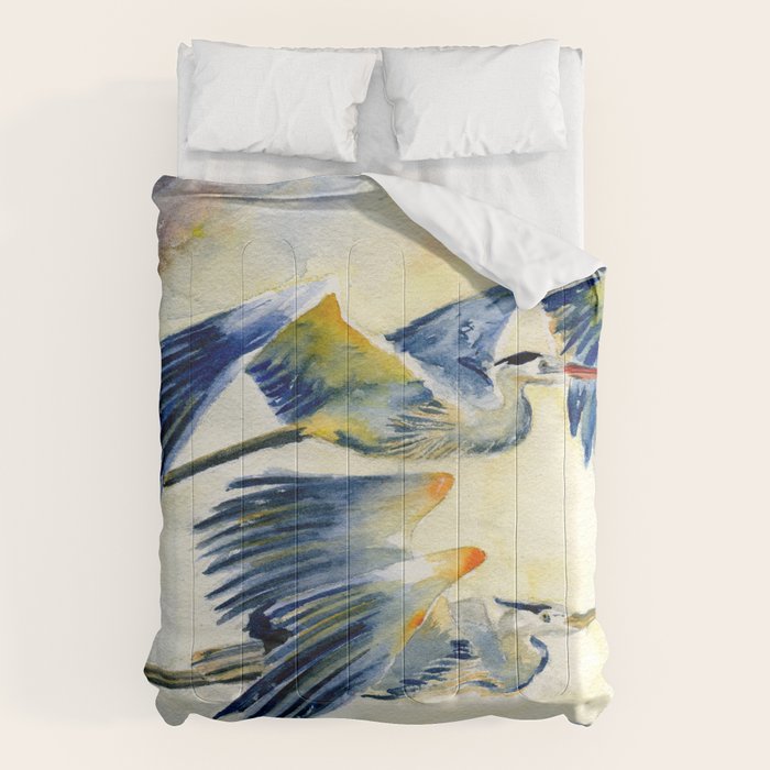 Flying Together - Great Blue Heron Comforter Gallery Image 6