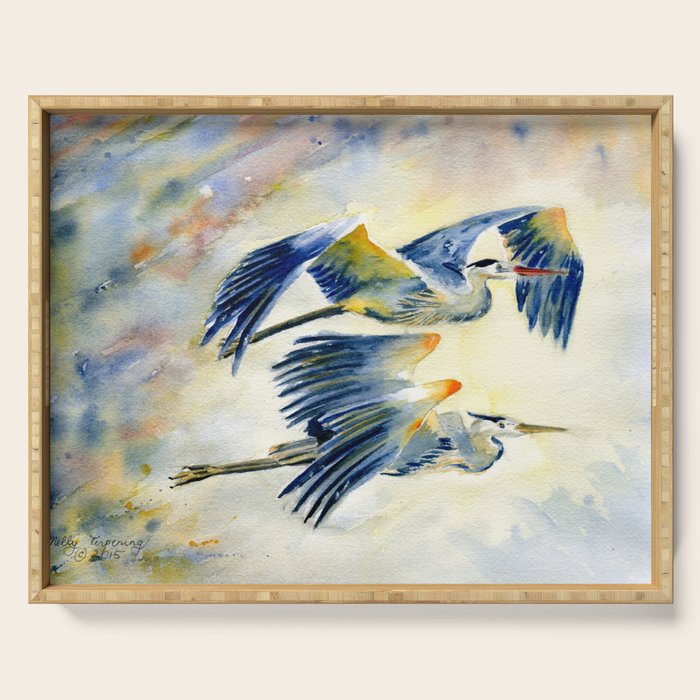 Flying Together - Great Blue Heron Serving Tray Gallery Image 1