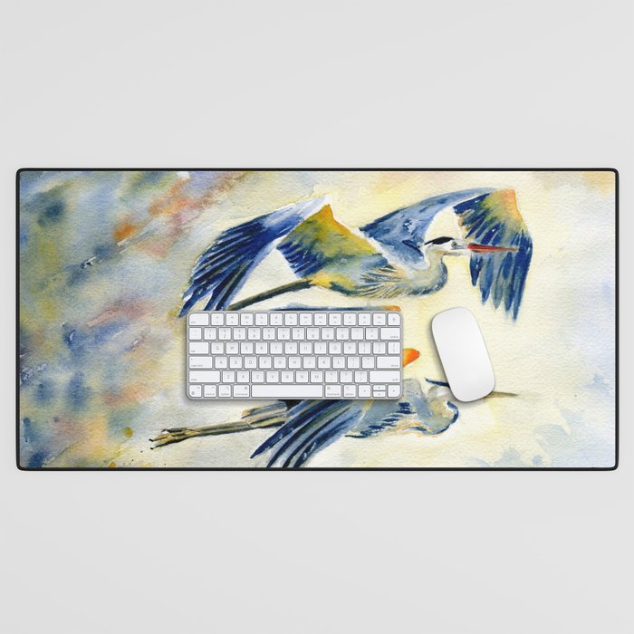 Flying Together - Great Blue Heron Desk Mat Gallery Image 1