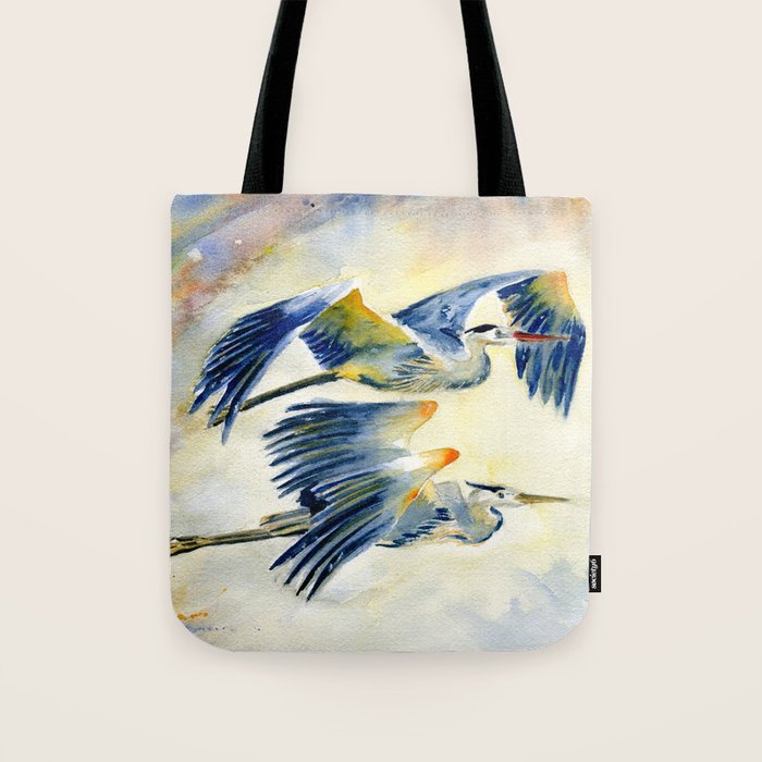 Flying Together - Great Blue Heron Tote Bag Gallery Image 1