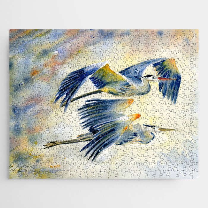 Flying Together - Great Blue Heron Jigsaw Puzzle Gallery Image 1