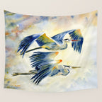 Flying Together - Great Blue Heron Wall Tapestry Gallery Image 4