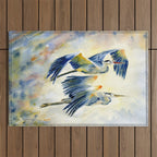 Flying Together - Great Blue Heron Outdoor Rug Gallery Image 1