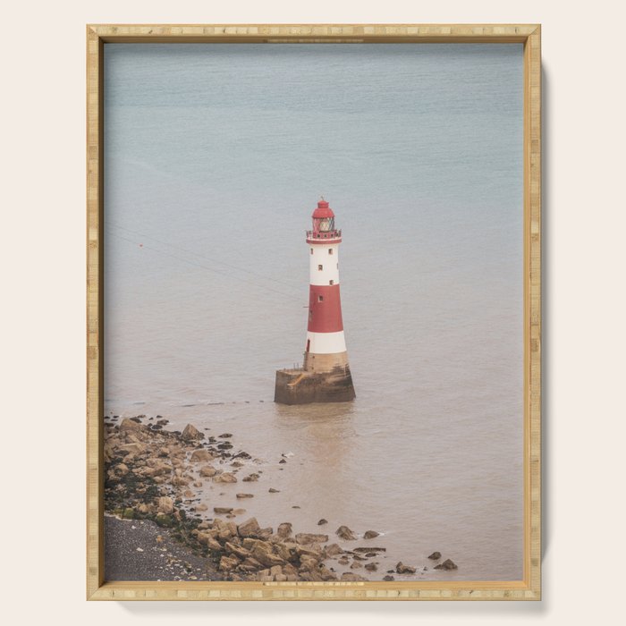 Beachy head lighthouse at Seven Sisters in the UK - coastal heritage - summer travel photography Serving Tray Gallery Image 1