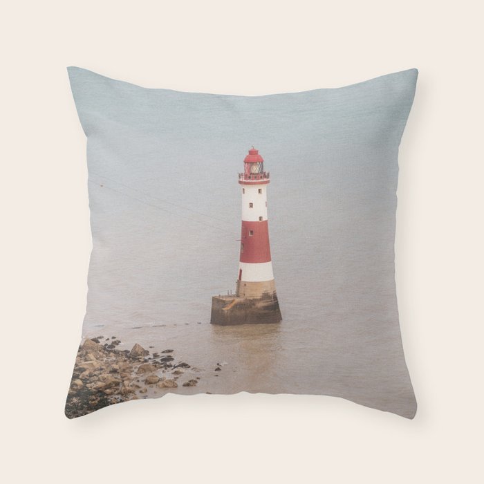 Beachy head lighthouse at Seven Sisters in the UK - coastal heritage - summer travel photography Throw Pillow Gallery Image 6