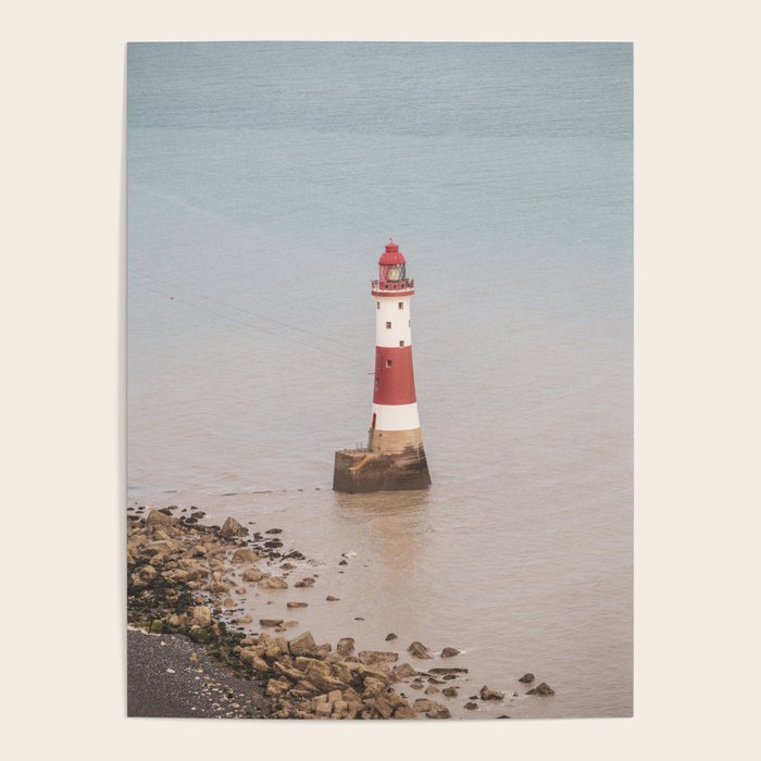 Beachy head lighthouse at Seven Sisters in the UK - coastal heritage - summer travel photography Poster Gallery Image 4