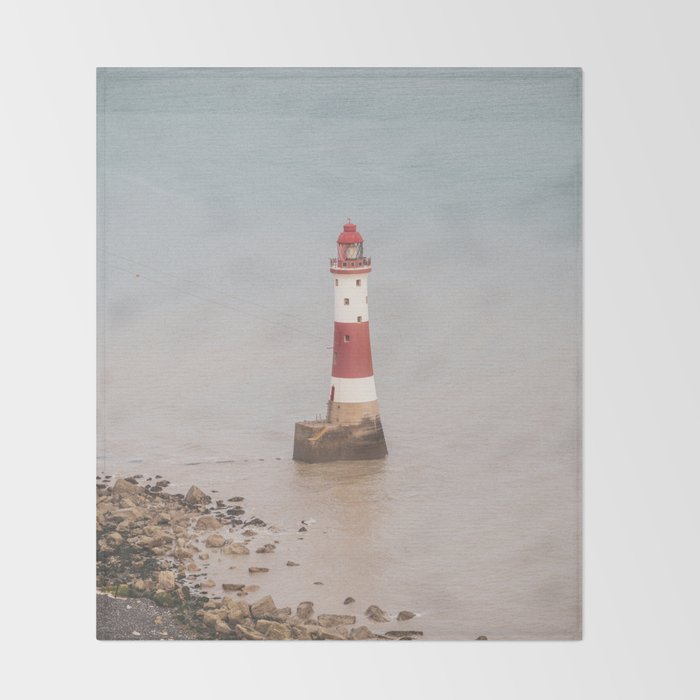 Beachy head lighthouse at Seven Sisters in the UK - coastal heritage - summer travel photography Throw Blanket Gallery Image 2