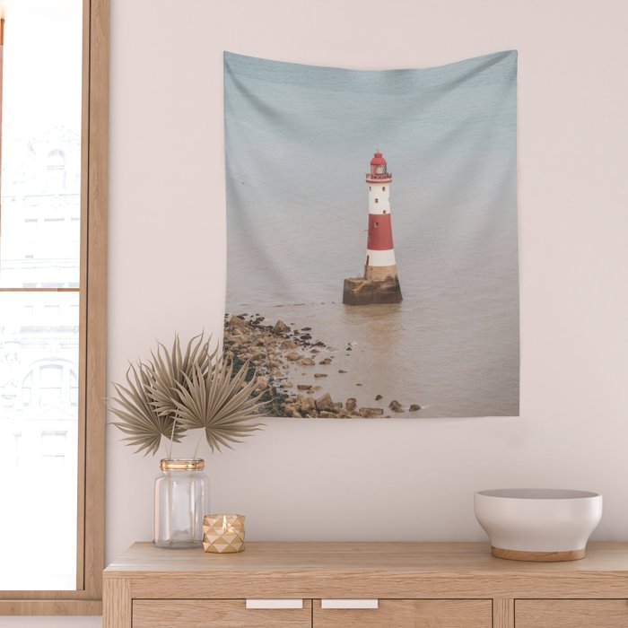 Beachy head lighthouse at Seven Sisters in the UK - coastal heritage - summer travel photography Wall Tapestry Gallery Image 2