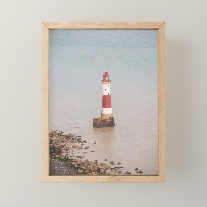 Beachy head lighthouse at Seven Sisters in the UK - coastal heritage - summer travel photography Mini Art Print Gallery Image 1
