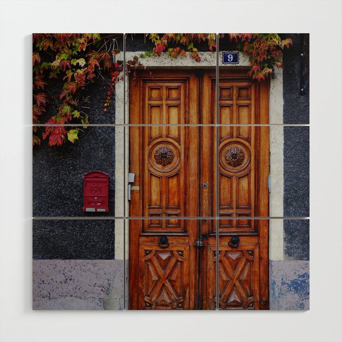 Oak Door in Burgundy, France - French Architecture and Travel Photography  Wood Wall Art Gallery Image 1